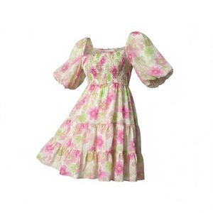 Reset by Jane NWT Watermelon Floral Balloon Sleeve Mini Dress M